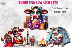 Funny Diva Cow PNG Clipart, Glamorous Cow Sublimation Product Image 1