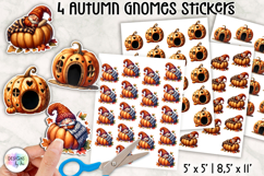 Autumn Gnome Stickers, Cute Fall Harvest Pumpkin and Leaves Product Image 1