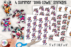 Summer Cows Stickers PNG, Cute and Stylish Cow Clipart Product Image 1