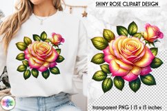 Pink Valentine Rose Clipart | Shiny Valentine Rose PNG Product Image 1