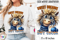 Cute Winter Animal Sublimation, Hot Cocoa Quote PNG, Cozy Product Image 1