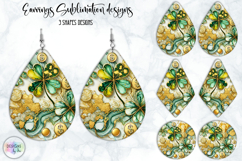 St. Patrick’s Day Earrings Sublimation, Lucky Clover Art Product Image 1
