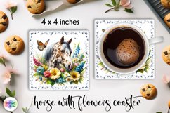 Watercolour Horse Coaster, Horse with Flowers Coaster Print Product Image 1
