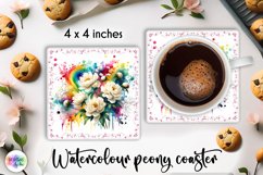 Watercolour Peonies Coaster Bundle | Peony Flowers PNG Product Image 10