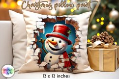 Funny Christmas Pillow, Funny Snowman From the Broken Wall Product Image 1
