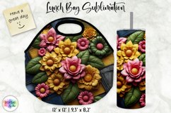3D Leather Flowers Lunch Bag, Embossed Leather Tumbler Wrap Product Image 1