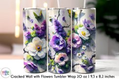 3D Cracked Wall Flowers Tumbler Wrap, Floral Tumbler Design Product Image 1