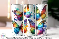 Watercolour Butterflies Tumbler Wrap, Colourful Butterflies Product Image 1