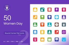 Women Day Filled Round Corner Icons Product Image 1