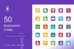 Economic Crisis Filled Round Corner Icons Product Image 1
