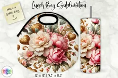 Vintage Floral Lunch Bag Design | Baroque Peony Flowers Product Image 1