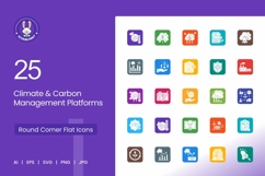 25 Climate &amp; Carbon Management Platforms Icons set. Product Image 1