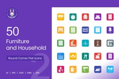 Furniture &amp; Household Round Corner Flat Icons Product Image 1