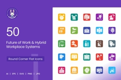 50 Future of Work &amp; Hybrid Workplace Systems Icons Product Image 1