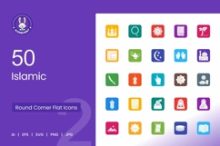 Islamic Filled Round Corner Icons Product Image 1
