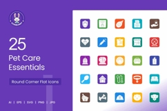 Pet Care Essentials Round Corner Flat Icons Product Image 1