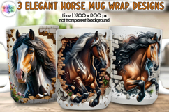 Horse Mug Wrap, Broken Brick Wall Mug Print, Horse Lover Mug Product Image 1