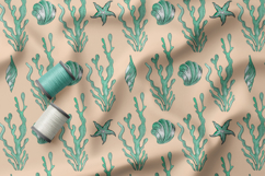 Modern Coastal Shell Seamless Patterns, Nautical Pattern Product Image 3