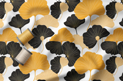 Art Deco Ginkgo Floral Seamless Patterns, Modern Floral Product Image 4