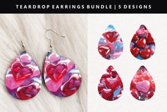 Puff Heart Teardrop Earring Sublimation PNG Design Product Image 1