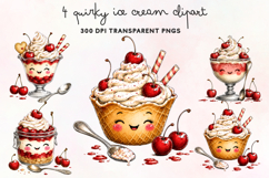 Quirky Ice Cream Clipart PNG Product Image 1