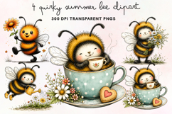 Quirky Summer Bee Clipart PNG Product Image 1