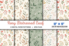 Rosy Distressed Leaf Digital Paper JPG Product Image 1