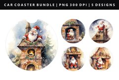 Funny Santa Keychain And Car Coaster Sublimation Design Product Image 1