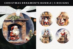 Funny Santa Round Christmas Ornament Sublimation PNG Product Image 1