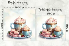 Christmas Lunch Bag Print | Kawaii Hot Chocolate and Cookies Product Image 2