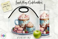 Christmas Lunch Bag Print | Kawaii Hot Chocolate and Cookies Product Image 1