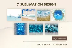 20oz Blue Ocean Water Tumbler Glitter Summer Sublimation PNG Product Image 2