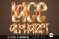 Preppy Plaid Fall Lace PNG Alphabet | Sublimation Font Product Image 1