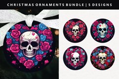 Skull Round Christmas Ornament Sublimation PNG Product Image 1