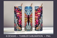 Stained Glass Butterfly Tumbler Wrap Sublimation Product Image 7
