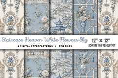 Staircase Heaven White Flowers Sky JPG Product Image 1