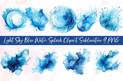 Light Sky Blue Water Splash Clipart Sublimation Product Image 1