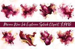 Maroon Wine Ink Explosion Splash Clipart 8 Product Image 1
