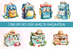 Vintage travel suitcases clipart sublimation png Product Image 1