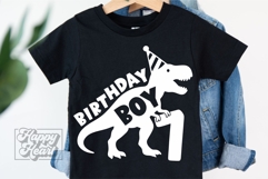 TRex 7th Birthday Boy SVG - Seven Dinosaur Shirt Clipart PNG Product Image 2