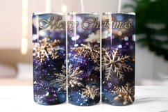Merry Christmas Tumbler Wrap with Golden Snowflakes Product Image 2