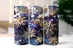 Merry Christmas Tumbler Wrap with Golden Snowflakes Product Image 2