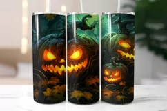 Creepy Halloween Pumpkins Tumbler Wrap 20 oz Product Image 2