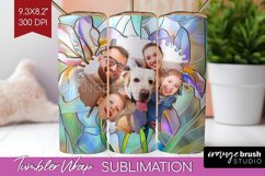 Stained Glass Photo Tumbler PNG - Flowers Picture Tumbler Product Image 1
