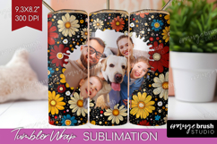 Retro Flowers Photo Tumbler PNG - Floral Picture Tumbler Product Image 1