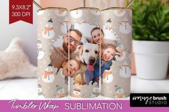 Christmas Photo Tumbler PNG - Snowman Picture Tumbler Wrap Product Image 1