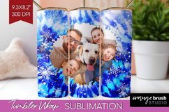 Winter Photo Frame Tumbler Wrap - Tie Dye Background Product Image 1