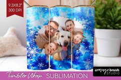 Winter Photo Frame Tumbler Wrap - Tie Dye Background Product Image 1