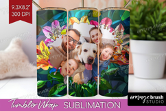 Stained Glass Photo Tumbler PNG - Flowers Picture Tumbler Product Image 1
