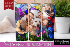 Stained Glass Photo Tumbler PNG - Flowers Picture Tumbler Product Image 1